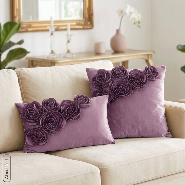 Dekorstudio Zamatová obliečka na vankúš FLORES 1 30x50cm - tmavoružová