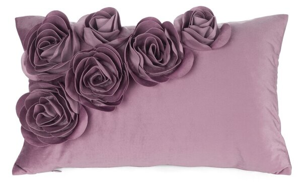Dekorstudio Zamatová obliečka na vankúš FLORES 1 30x50cm - tmavoružová