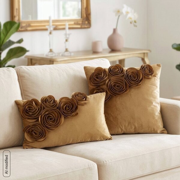 Dekorstudio Zamatová obliečka na vankúš FLORES 1 30x50cm - medová
