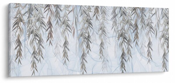 Obraz - Vŕbové vetvičky v modrom pozadí (120x50 cm)
