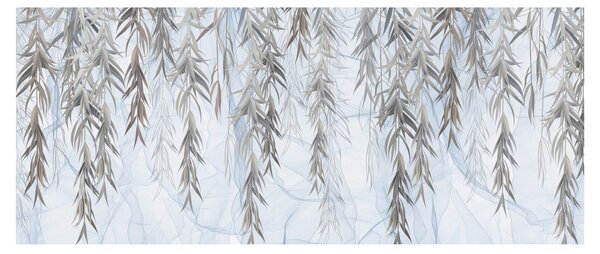 Obraz - Vŕbové vetvičky v modrom pozadí (120x50 cm)