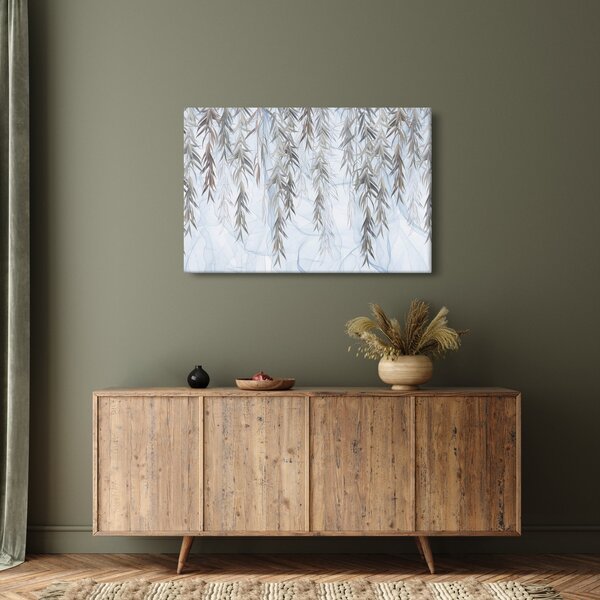 Obraz - Vŕbové vetvičky v modrom pozadí (90x60 cm)