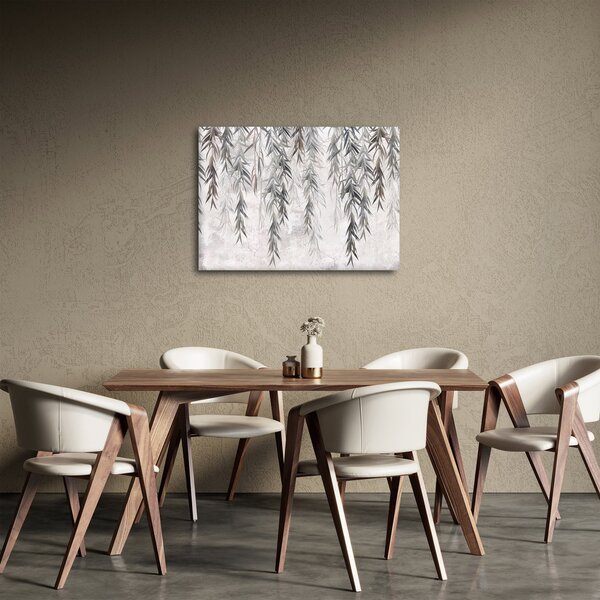 Obraz - Vŕbové vetvičky v šedej omietke (70x50 cm)