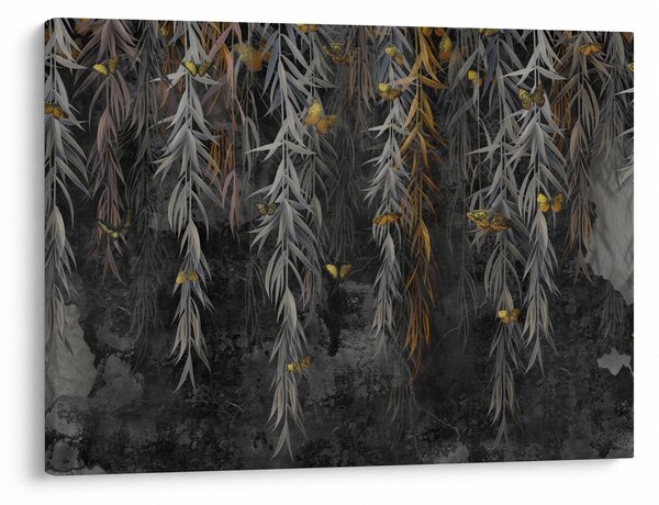 Obraz - Vŕbové vetvičky v čiernom pozadí (70x50 cm)