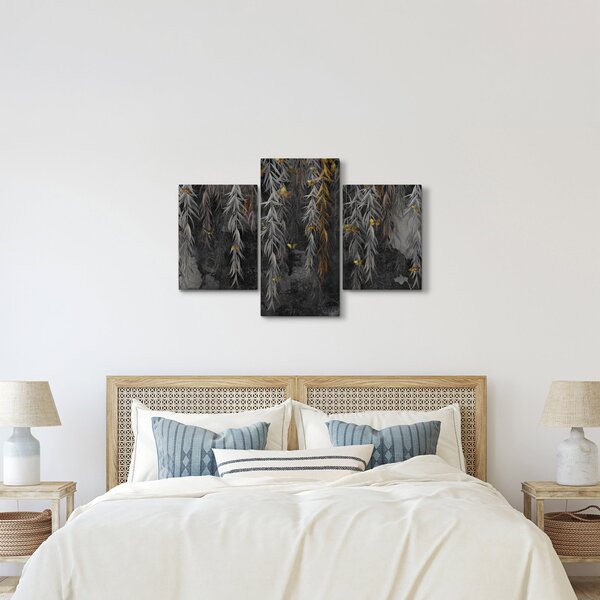 Obraz - Vŕbové vetvičky v čiernom pozadí (90x60 cm)