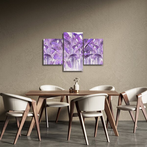 Obraz - Fialové listy v omietke (90x60 cm)