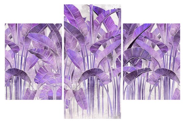 Obraz - Fialové listy v omietke (90x60 cm)