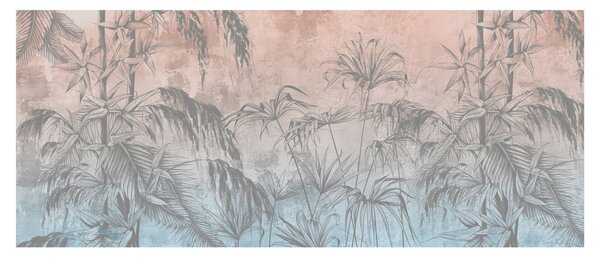 Obraz - Tropické rastliny na stene (120x50 cm)