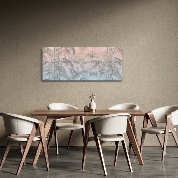 Obraz - Tropické rastliny na stene (120x50 cm)