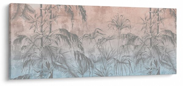 Obraz - Tropické rastliny na stene (120x50 cm)