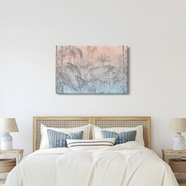 Obraz - Tropické rastliny na stene (90x60 cm)