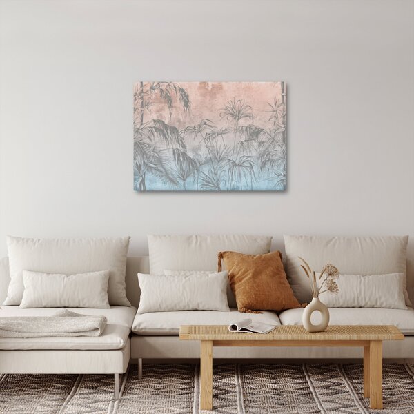 Obraz - Tropické rastliny na stene (70x50 cm)