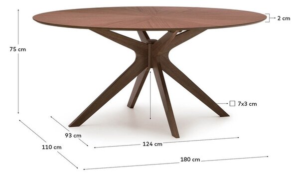Jedálenský stôl s doskou v dekore orechového dreva 110x180 cm Naanim – Kave Home