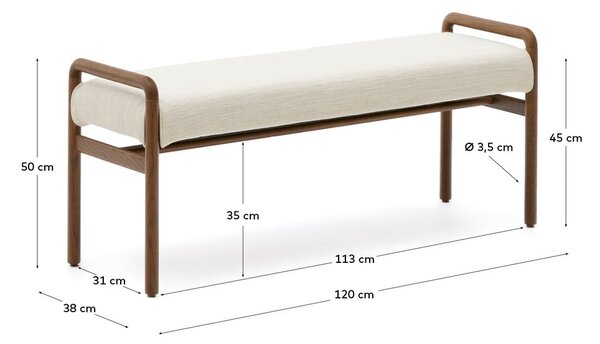 Krémová/v prírodnej farbe ženilková lavica Macaret – Kave Home