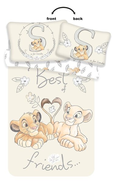 Svetložlté bavlnené detské obliečky do postieľky 100x135 cm Lion King "Best Friends" – Jerry Fabrics