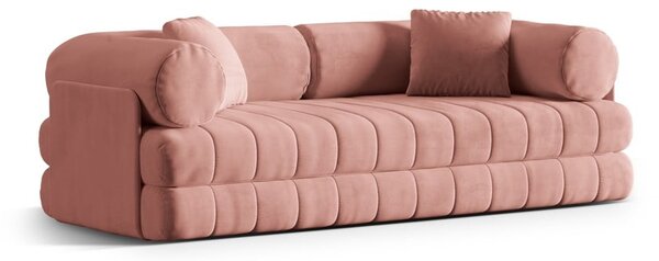 Ružová zamatová rozkladacia pohovka 206 cm Kemi – Cosmopolitan Design