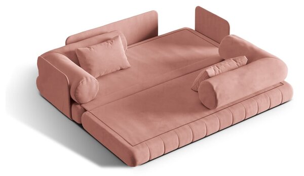 Ružová zamatová rozkladacia pohovka 206 cm Kemi – Cosmopolitan Design