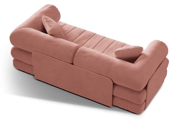 Ružová zamatová rozkladacia pohovka 206 cm Kemi – Cosmopolitan Design