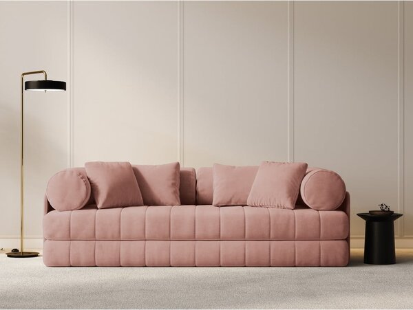 Ružová zamatová rozkladacia pohovka 206 cm Kemi – Cosmopolitan Design