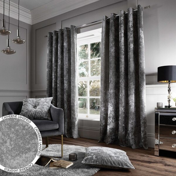 Sivé závesy v súprave 2 ks 168x229 cm Crushed Velvet – Catherine Lansfield