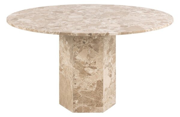 Svetlohnedý mramorový okrúhly jedálenský stôl ø 130 cm Naxos – Actona