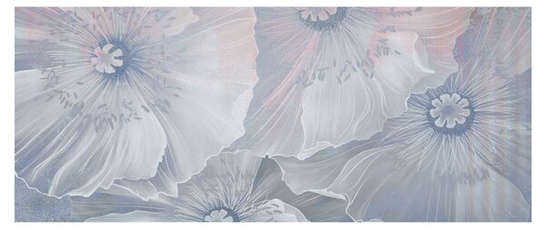 Obraz - Modré kvety na stene (120x50 cm)