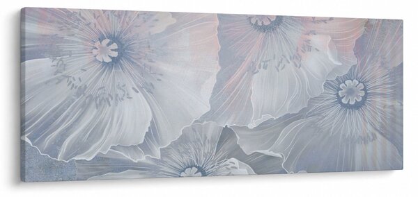 Obraz - Modré kvety na stene (120x50 cm)