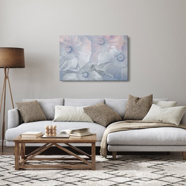 Obraz - Modré kvety na stene (90x60 cm)
