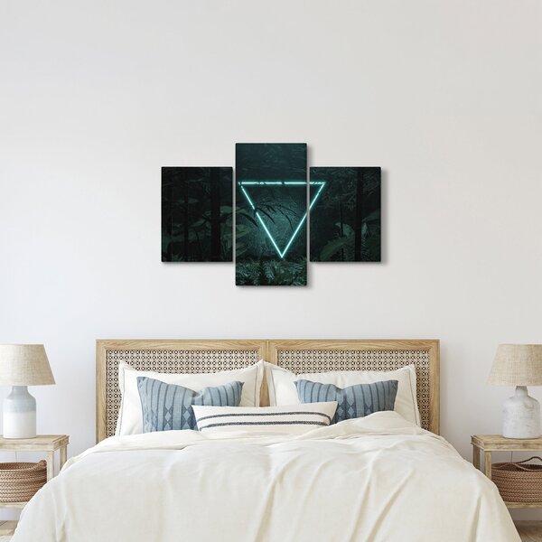 Obraz - Neónový trojuholník v jungli (90x60 cm)