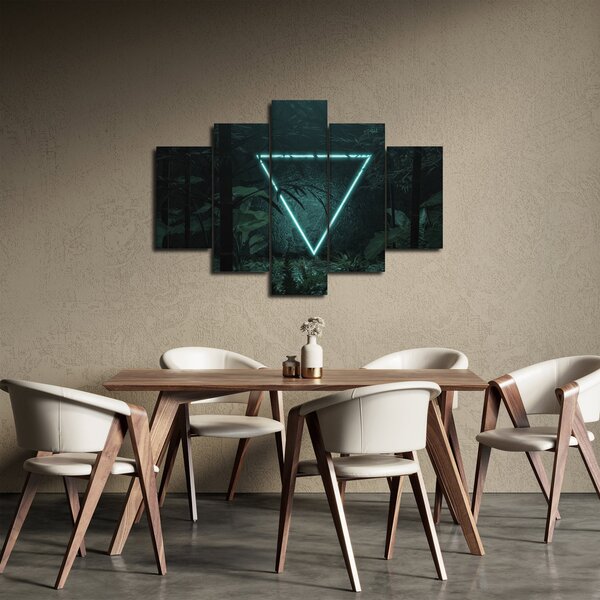 Obraz - Neónový trojuholník v jungli (150x105 cm)