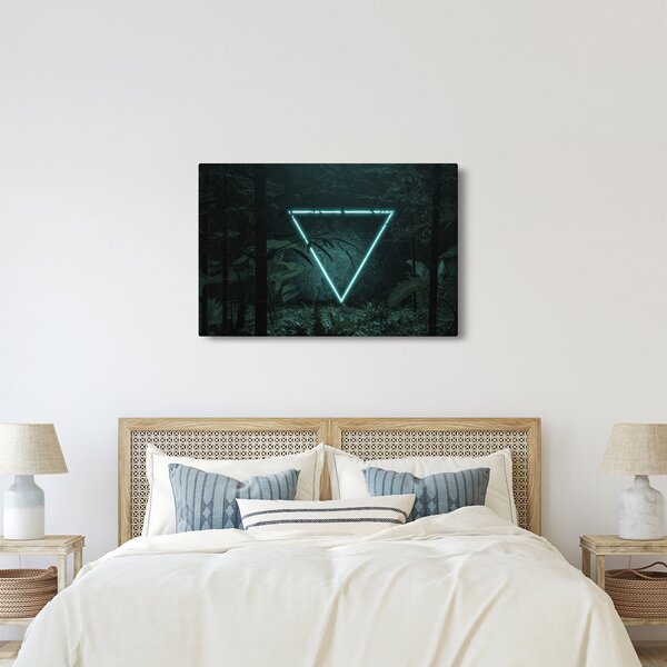 Obraz - Neónový trojuholník v jungli (90x60 cm)