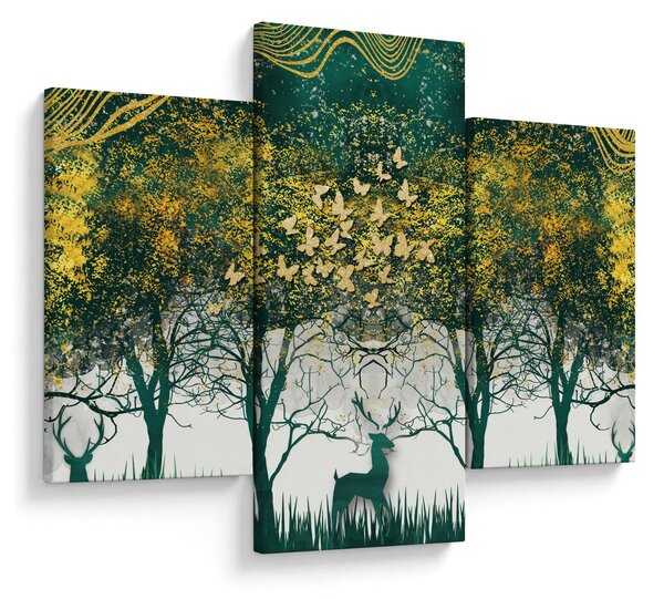 Obraz - Jelene v zelenom lese (90x60 cm)