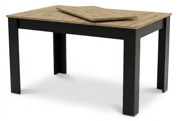 Rozkladací jedálenský stôl MADO 120/160x80 cm, čierna/dub artisan