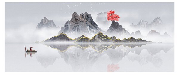 Obraz - Hory v hmle (120x50 cm)