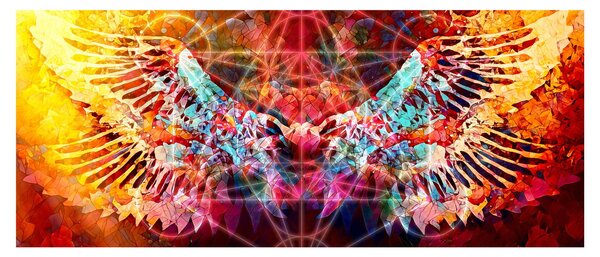 Obraz - Merkaba s krídlami, abstrakcia (120x50 cm)
