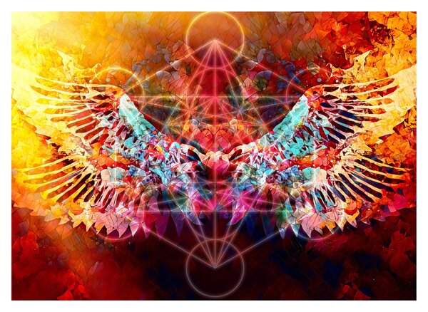 Obraz - Merkaba s krídlami, abstrakcia (70x50 cm)
