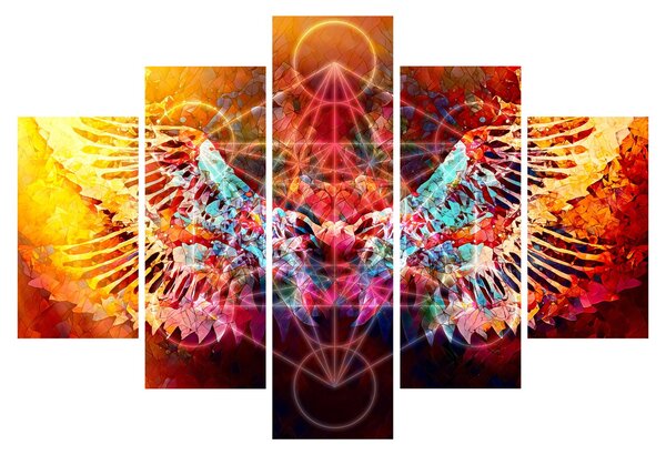 Obraz - Merkaba s krídlami, abstrakcia (150x105 cm)