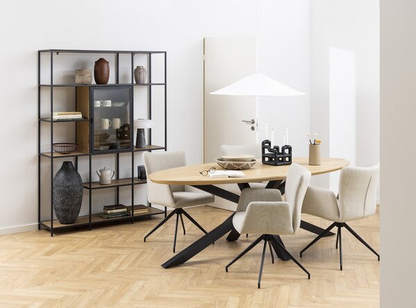SARETTA Béžová (Látka Basel 24) - MODERNÁ OTOČNÁ ČALÚNENÁ STOLIČKA DO OBÝVAČKY/ JEDÁLNE/ KANCELÁRIE LOFT