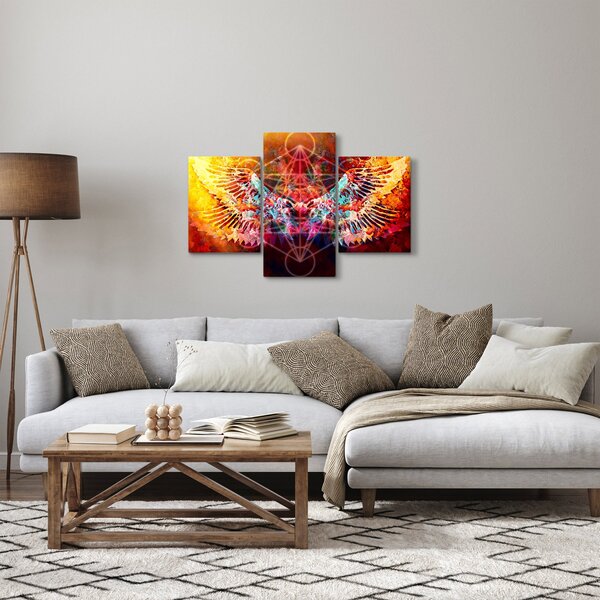 Obraz - Merkaba s krídlami, abstrakcia (90x60 cm)