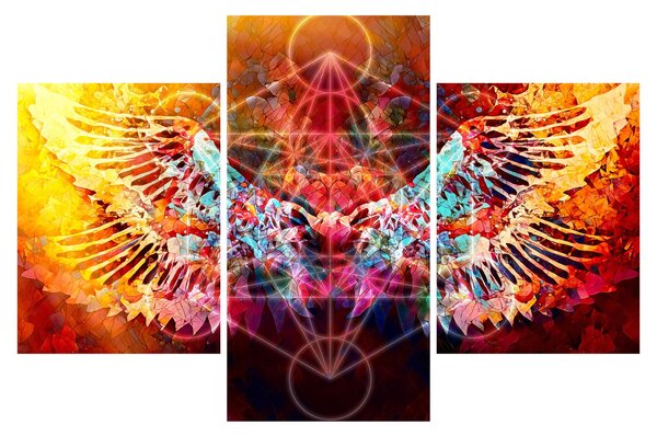 Obraz - Merkaba s krídlami, abstrakcia (90x60 cm)