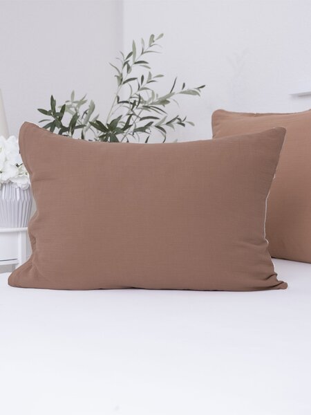 Mušelínová obliečka na vankúš 50 x 70 cm Alexia Duo - hnedá/krémová