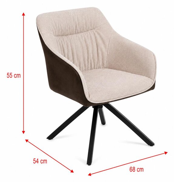 Set - 2 ks Jedálenská stolička AVENBERG LARO – otočná, béžovo-hnedá