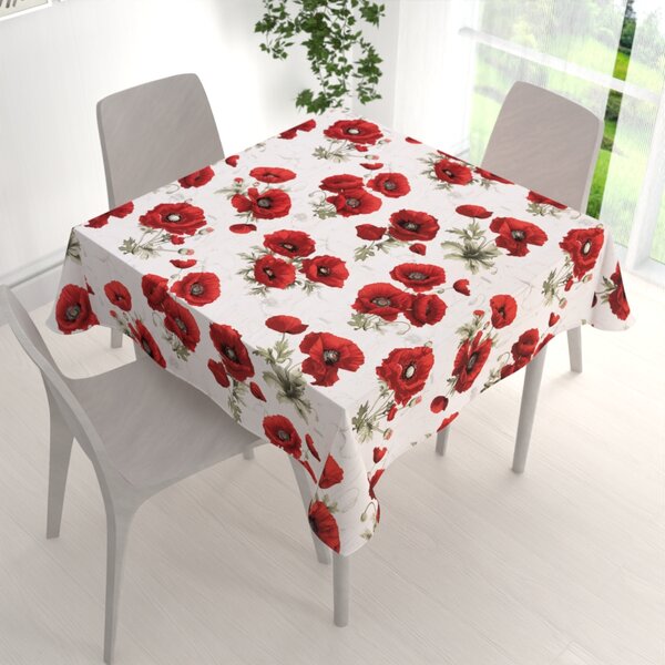 Biante Bavlnený štvorcový obrus Sandra SA-632 Vlčie maky na bielom 60x60 cm