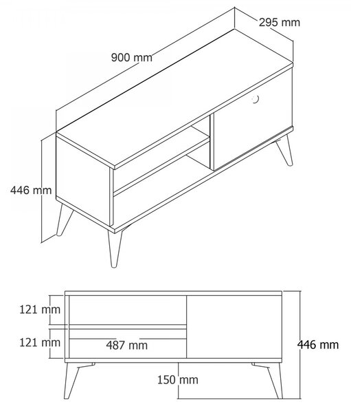 Hanah Home TV stolík Retro 90 cm dub