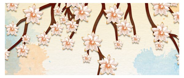 Obraz - Kvety na vetvách, farebné (120x50 cm)