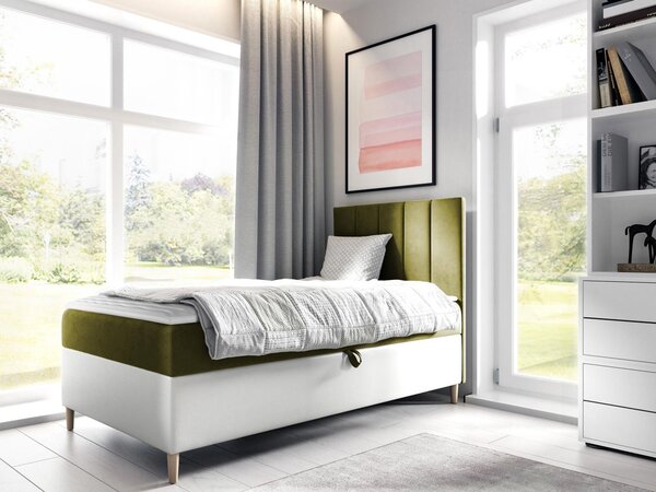 Mirjan24 Kontinentálna posteľ Junior Kamire 1, Strana: pravá, Rozmer postele: 80x200, Dostupné poťahy: ekokoža Soft 017 (biela) + Fresh 12 5903211203855