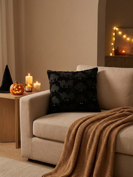 Sinsay - Halloweenská dekoratívna obliečka na vankúš s motívom netopierov - čierna