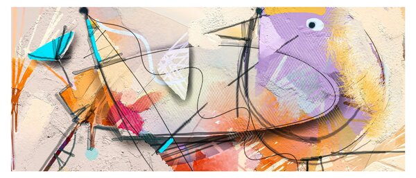 Obraz - Abstrakcia, vtáčik (120x50 cm)