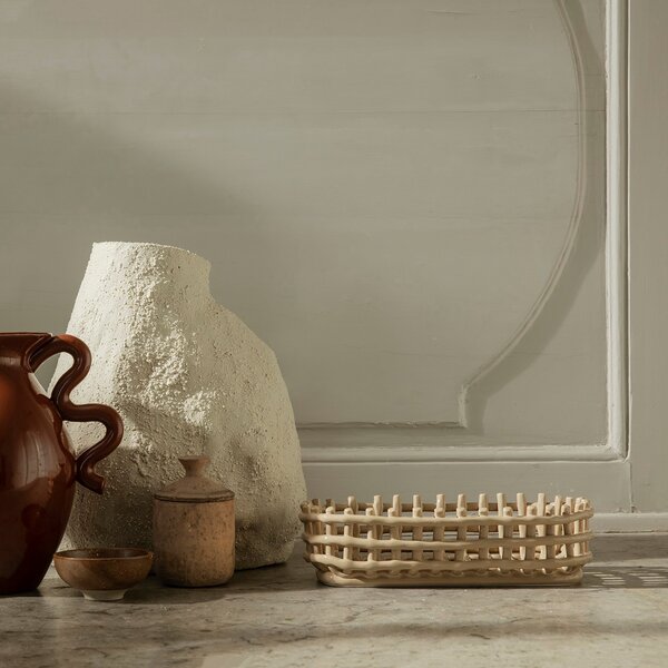 Košík Ceramic Oval, Blue – Ferm Living