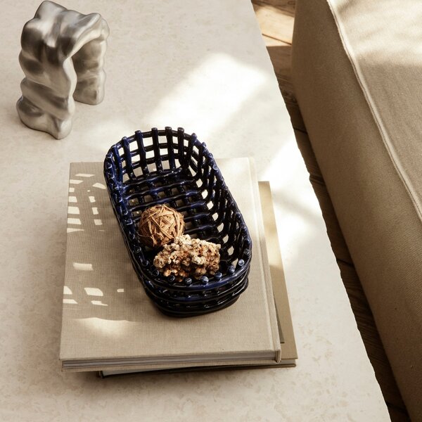 Košík Ceramic Oval, Blue – Ferm Living